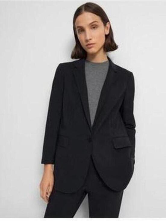 Theory Jackets & Blazers - Theory Position Ponte Blazer Women 10 Black Tailored Single Button Jacket